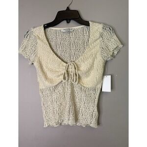 Freeworld lace top medium ivory‎ short sleeve